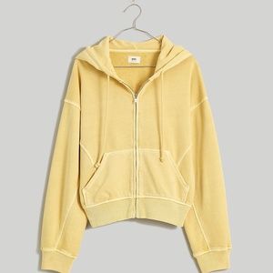 BNWT Madewell Terry Zip Front Crop Hoodie Haystack Medium